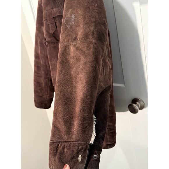 Phat Farm Men's Leather Heavy Shearling Jacket/Coat Men's XL Fur Lining Pockets - Picture 6 of 15